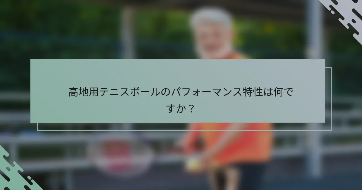 高地用テニスボールのパフォーマンス特性は何ですか？