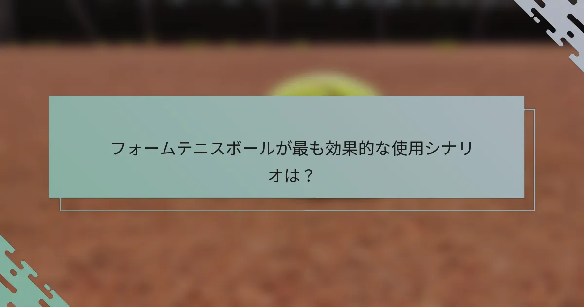 フォームテニスボールが最も効果的な使用シナリオは？