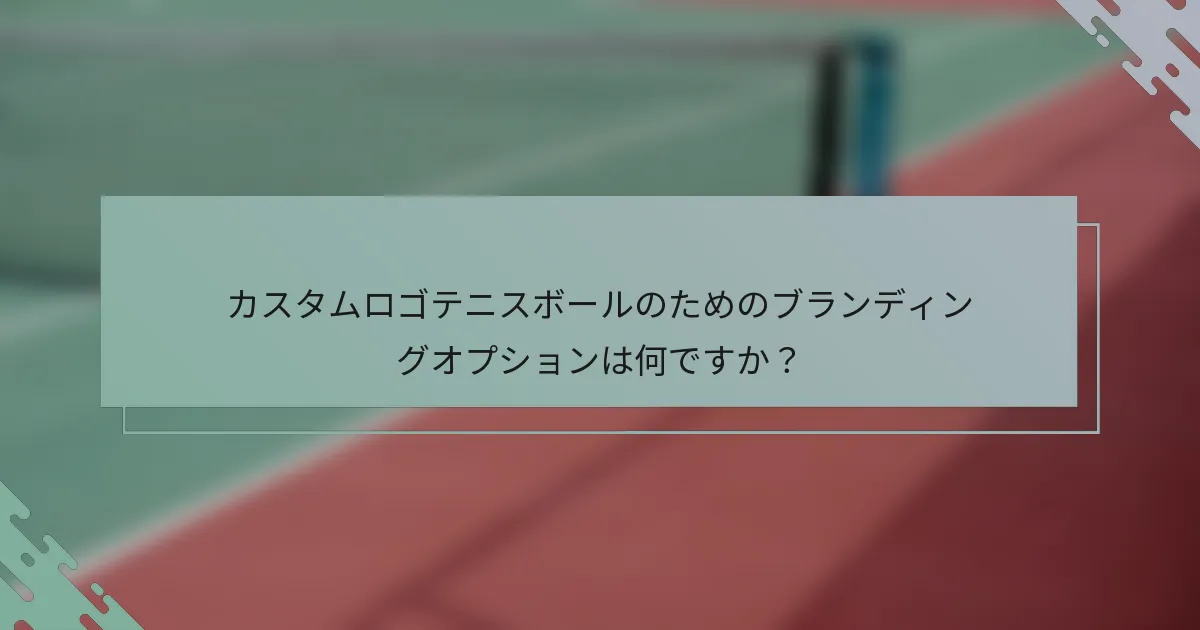 カスタムロゴテニスボールのためのブランディングオプションは何ですか？