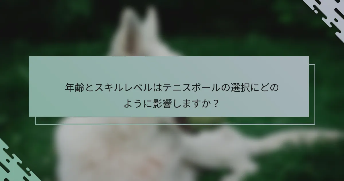 年齢とスキルレベルはテニスボールの選択にどのように影響しますか？