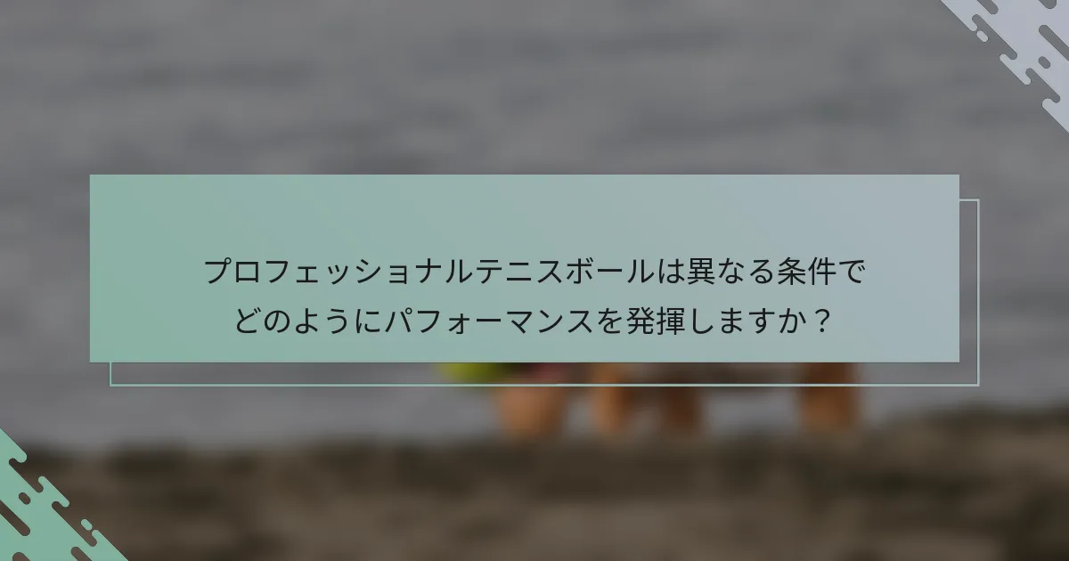 プロフェッショナルテニスボールは異なる条件でどのようにパフォーマンスを発揮しますか？