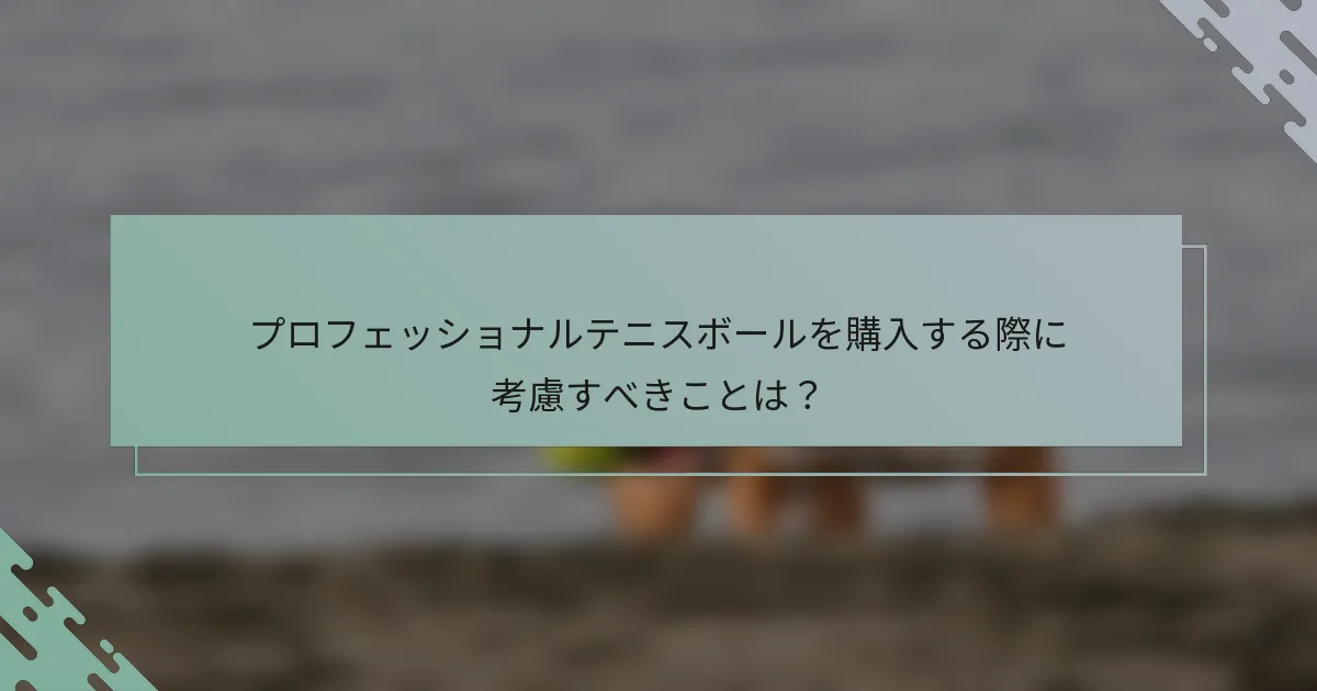プロフェッショナルテニスボールを購入する際に考慮すべきことは？