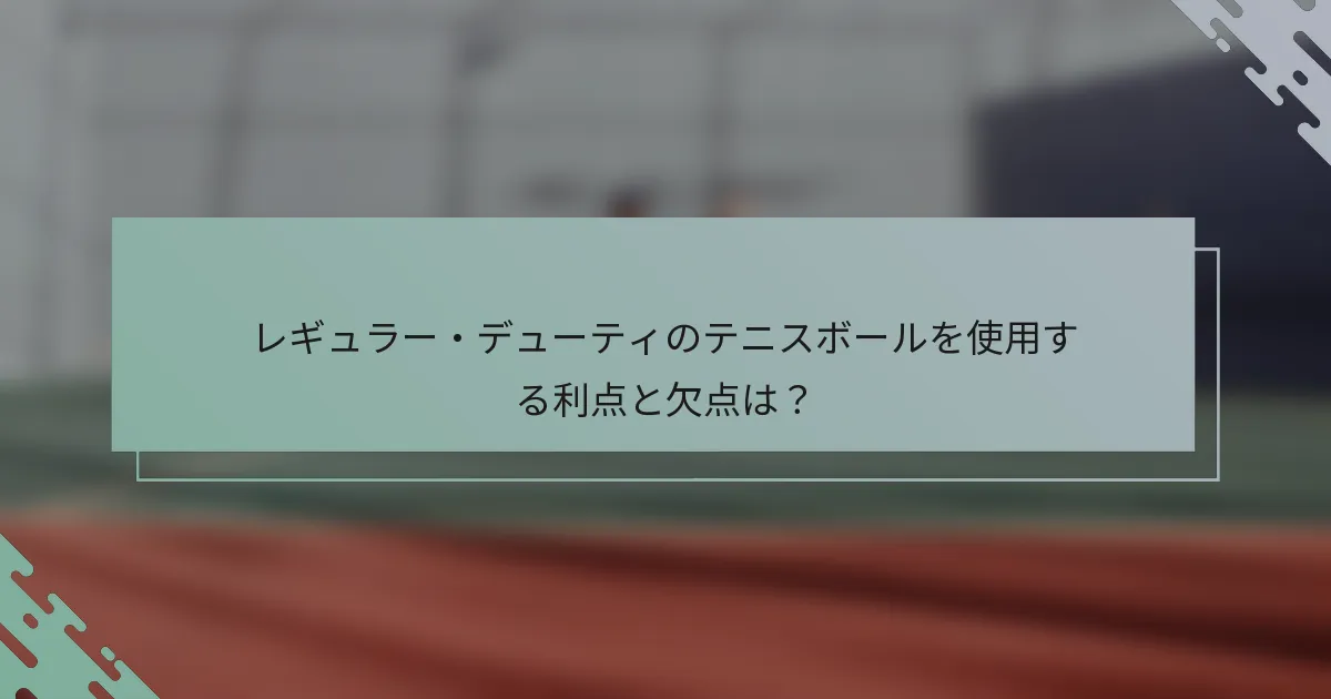 レギュラー・デューティのテニスボールを使用する利点と欠点は？