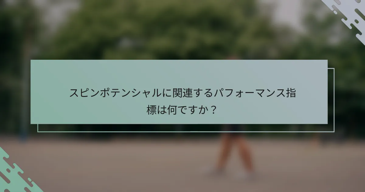 スピンポテンシャルに関連するパフォーマンス指標は何ですか？